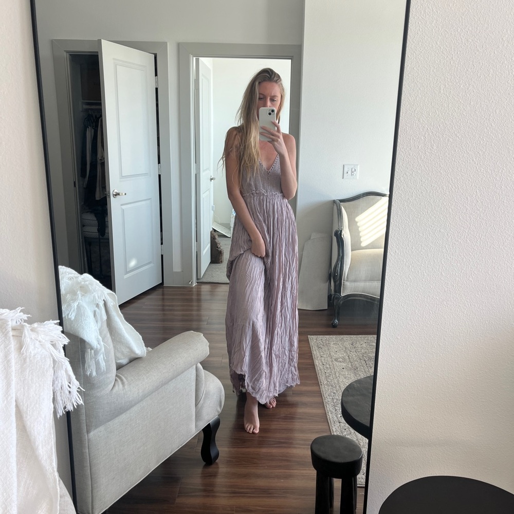 Lavender Dress Backless with crochet top
